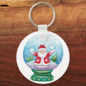 Snowglobe Santa Claus, Star, Bird Sleutelhanger (Voorkant)