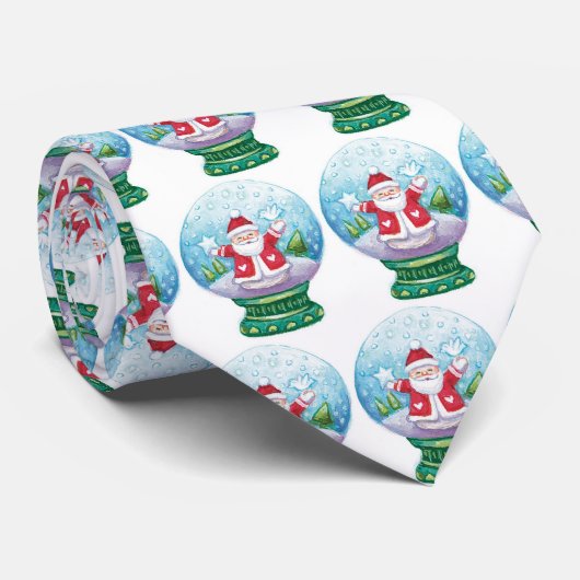 Snowglobe Santa Claus, Star, Bird Stropdas (Opgerold)