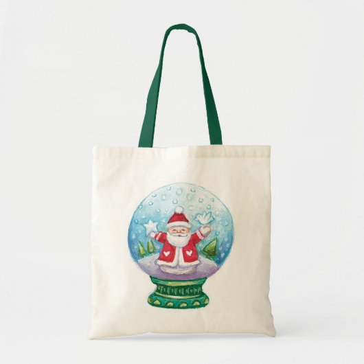 Snowglobe Santa Claus, Star, Bird Tote Bag (Voorkant)