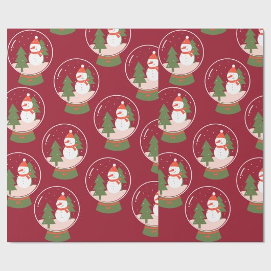 Snowglobe Snowman Kerstmis Cadeaupapier (Vlak)