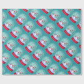 Snowglobe Snowman met kardinaal-rode vogel Cadeaupapier (Vlak)