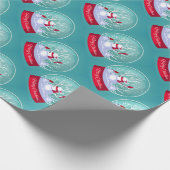 Snowglobe Snowman met kardinaal-rode vogel Cadeaupapier (Hoek)