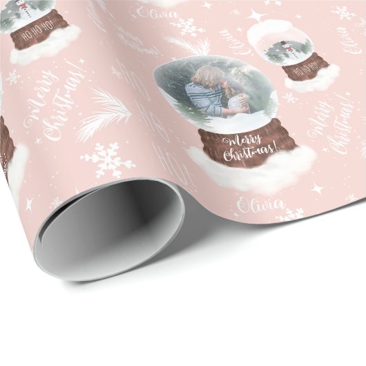 Snowglobe voor prettige kerstillustratie cadeaupapier (Rol Hoek)