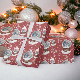 Snowglobe voor prettige kerstillustratie cadeaupapier