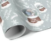 Snowglobe voor prettige kerstillustratie cadeaupapier (Rol Hoek)