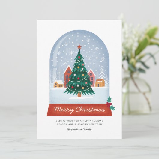 Snowglobe-Wenskaart Feestdagenkaart (Staand voorkant)