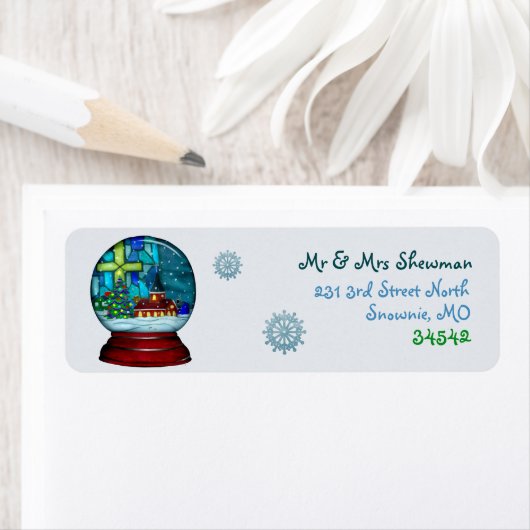 Snowglobe Whimsey katholieke feestdag Etiket (Insitu)