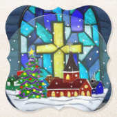 Snowglobe Whimsey katholieke feestdag Kartonnen Onderzetters (Voorkant)