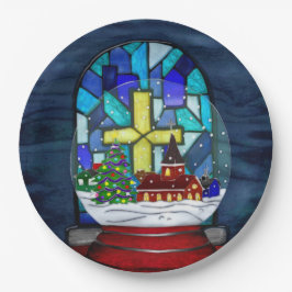 Snowglobe Whimsey katholieke feestdag Papieren Bordje