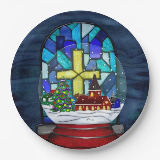 Snowglobe Whimsey katholieke feestdag Papieren Bordje (Voorkant)
