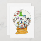 Snowglobe Winterpret Feestdagenkaart (Voorkant / Achterkant)