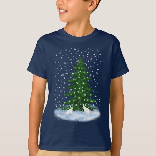 Snowhares en sparrenboom t-shirt (Voorkant)