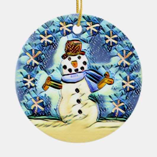 Snowie Snowman Keramisch Ornament (Voorkant)