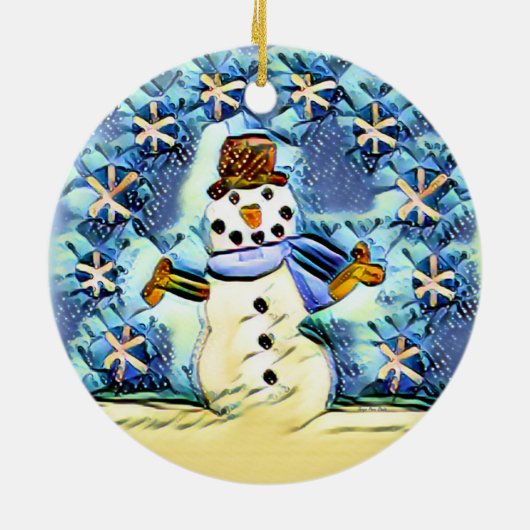 Snowie Snowman Keramisch Ornament (Achterkant)