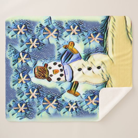 Snowie Snowman Sherpa Deken (Voorkant (horizontaal))