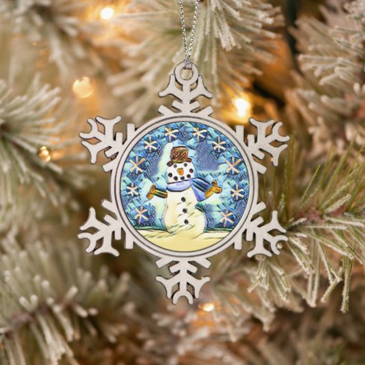 Snowie Snowman Tin Sneeuwvlok Ornament (Boom)
