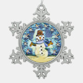 Snowie Snowman Tin Sneeuwvlok Ornament (Voorkant)