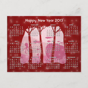 Snowing Fantasy Forest 2013 Calendar Briefkaart