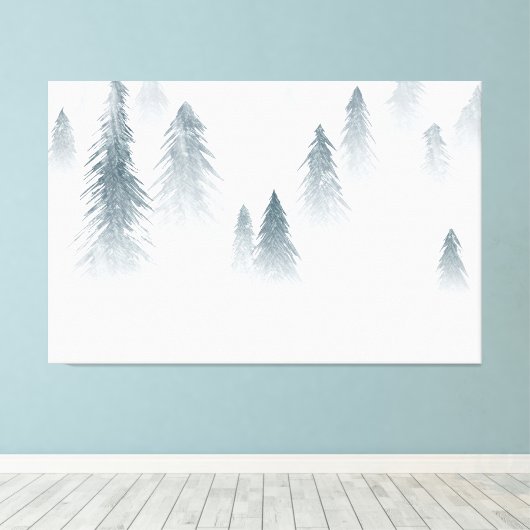 Snowing Forest Canvas Afdruk (Insitu (Houten vloer))