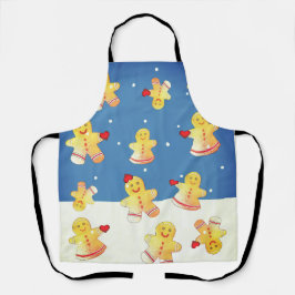 Snowing Gingerbread With Hearts  Schort