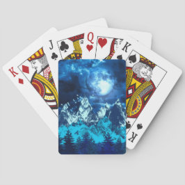 Snowing Night Mountains Pokerkaarten