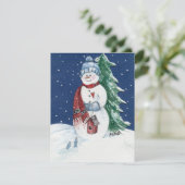 SnowLady is verheugd over vogels naar het geboorte Feestdagenkaart (Staand voorkant)