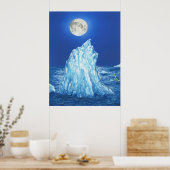 Snowland Iceberg onder de volledige maan Poster (Keuken)