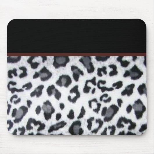 snowleopard met zwarte sierstrip muismat (Voorkant)