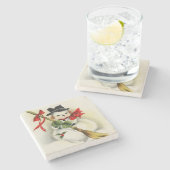 Snowman 001 stenen onderzetter (Zijkant)