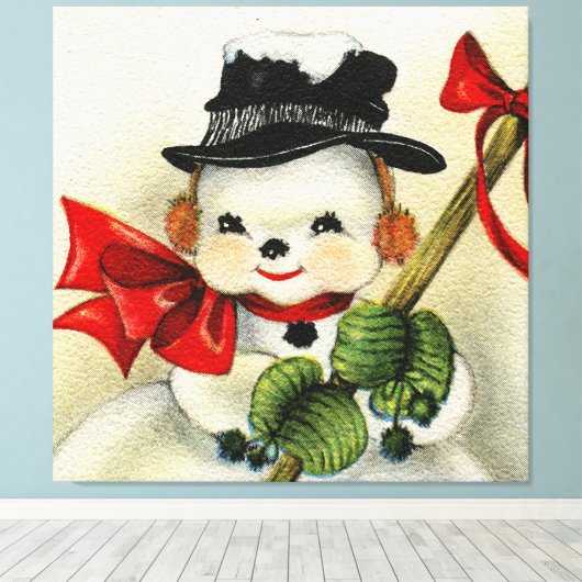 Snowman 004 canvas afdruk (Insitu (Houten vloer))