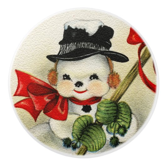 Snowman 004 keramische knop (Voorkant)