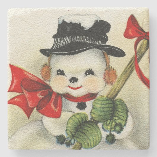 Snowman 004 stenen onderzetter (Voorkant)