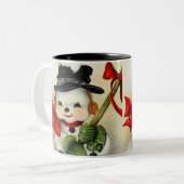 Snowman 004 tweekleurige koffiemok (Voorkant links)