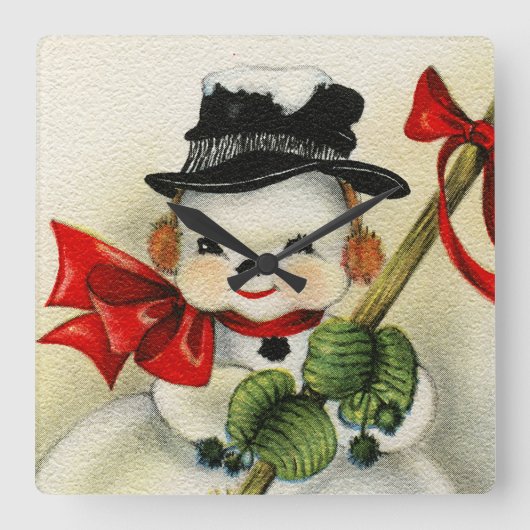 Snowman 004 vierkante klok (Voorkant)