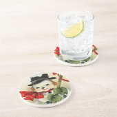 Snowman 004 zandsteen onderzetter (Zijkant)