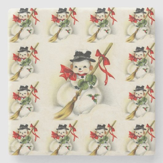Snowman 009 stenen onderzetter (Voorkant)
