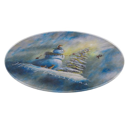 Snowman 12" Round Snijplank (Hoek)