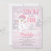 Snowman 1e verjaardag uitnodiging Winter Girl (Voorkant)