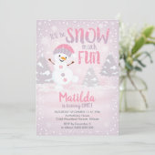 Snowman 1e verjaardag uitnodiging Winter Girl (Staand voorkant)