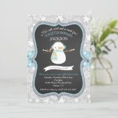 Snowman 1st Birthday Winter ONEderland Uitnodiging (Staand voorkant)