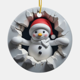 Snowman 3D-effect niet echt 3D Keramisch Ornament