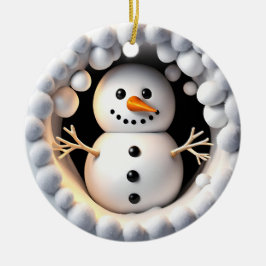 Snowman 3D-effect niet echt 3D Keramisch Ornament