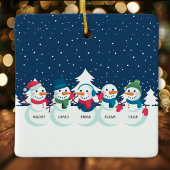 Snowman 5 Familie Gepersonaliseerd Kerstfeest Keramisch Ornament