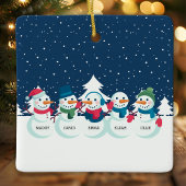Snowman 5 Familie Gepersonaliseerd Kerstfeest Keramisch Ornament
