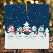Snowman 5 Familie Gepersonaliseerd Kerstfeest Keramisch Ornament