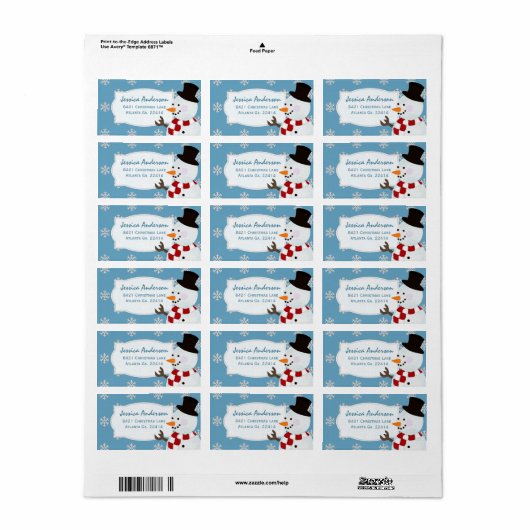 Snowman Address Stickers (Full Sheet)