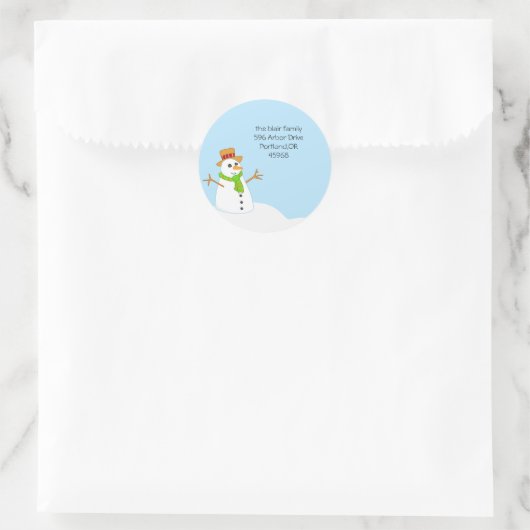 Snowman-Adresetiketten Ronde Sticker (Tas)