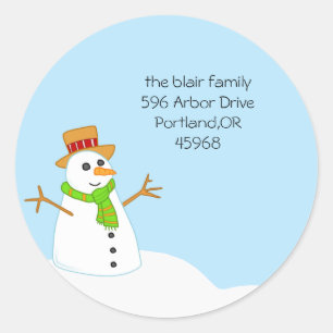 Snowman-Adresetiketten Ronde Sticker