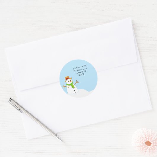 Snowman-Adresetiketten Ronde Sticker (Envelop)