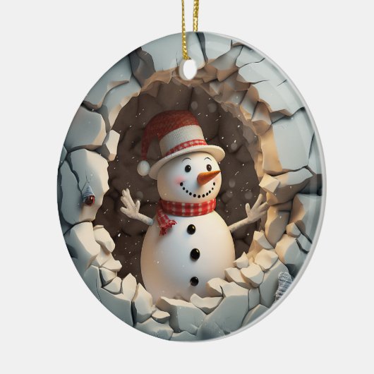 Snowman Adventure Winterpret Keramisch Ornament (Links)